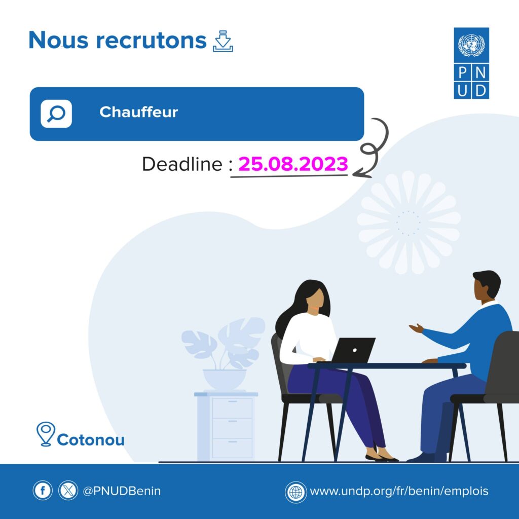 Le PNUB Bénin recrute plusieurs chauffeurs