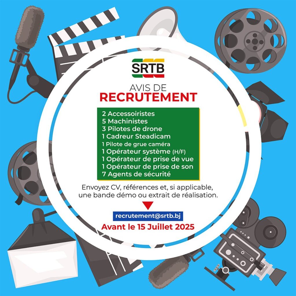 Offre d'emploi Bénin : La SRTB recrute à plusieurs postes